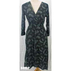 ROBE LONGUE NOIR AVEC MOTIFS BLANC
