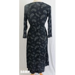 ROBE LONGUE NOIR AVEC MOTIFS BLANC