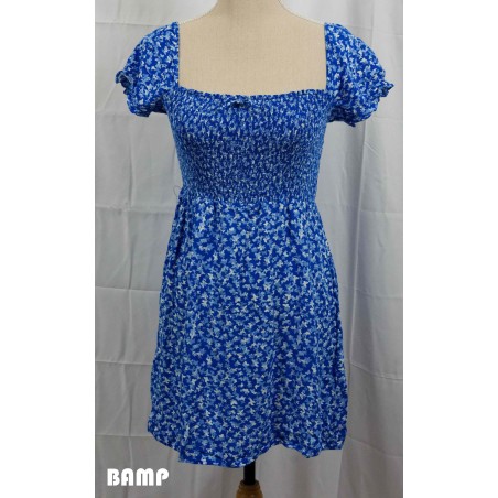 ROBE BLEUE MOTIF FLEURIE